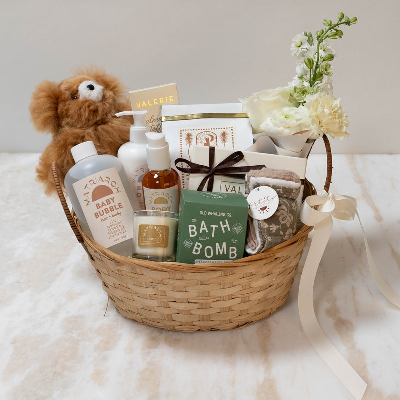 New Mom Gift Basket Green
