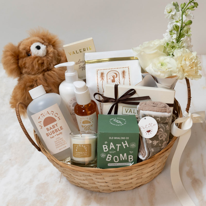 New Mom Gift Basket Green