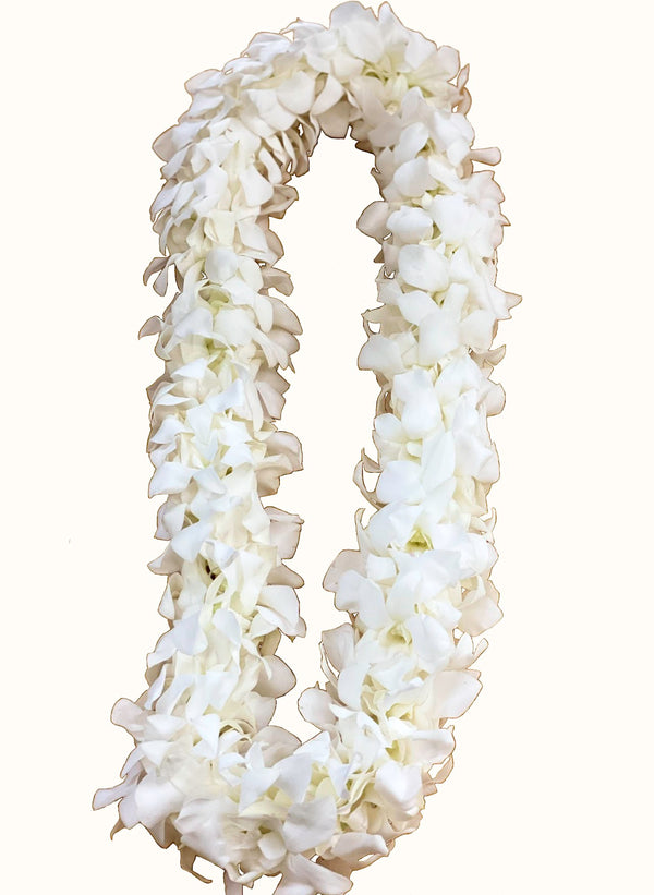 Double White Orchid Lei